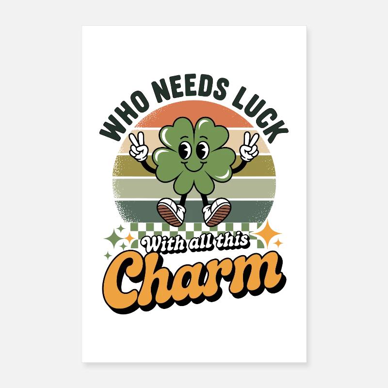 Charme Trèfle Chance Rétro Poster 40 x 60 cm