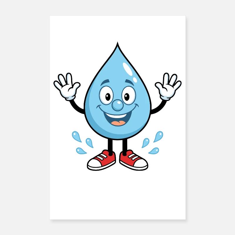Fröhlicher Wassertropfen mit Sneakers Poster 40x60 cm