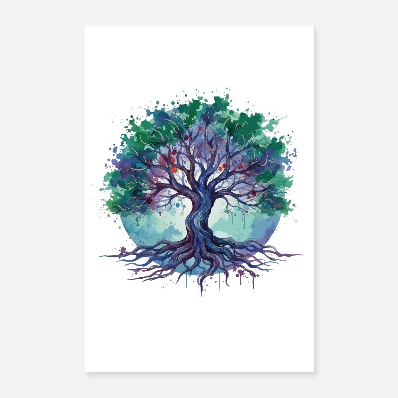 Aquarell Baum des Lebens Poster 40x60 cm