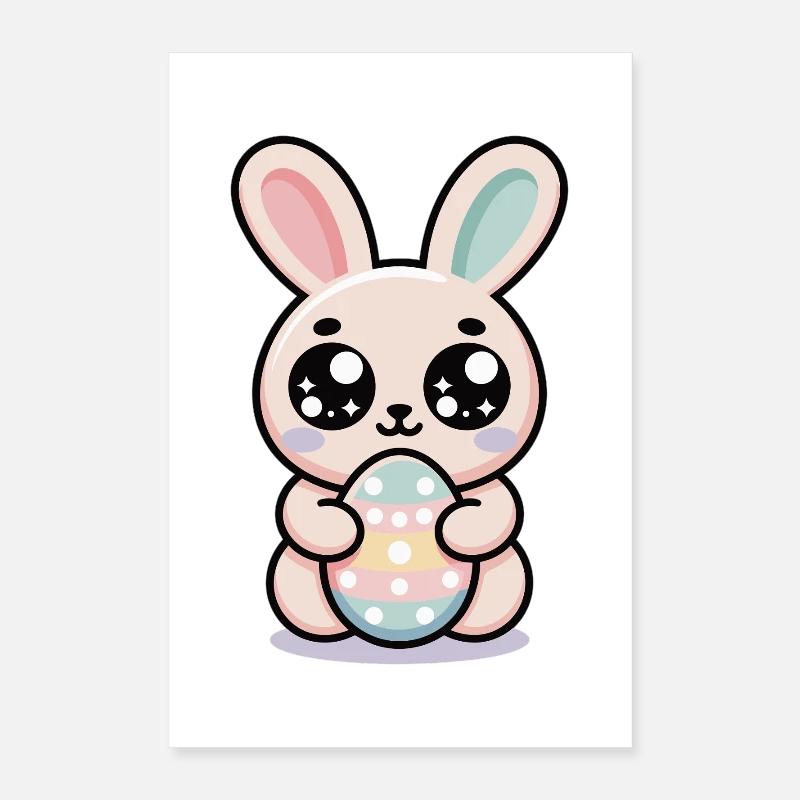 Easter Bunny Shirt – Cute Bunny with Easter Egg Poster 16" x 24" (40x60 cm)