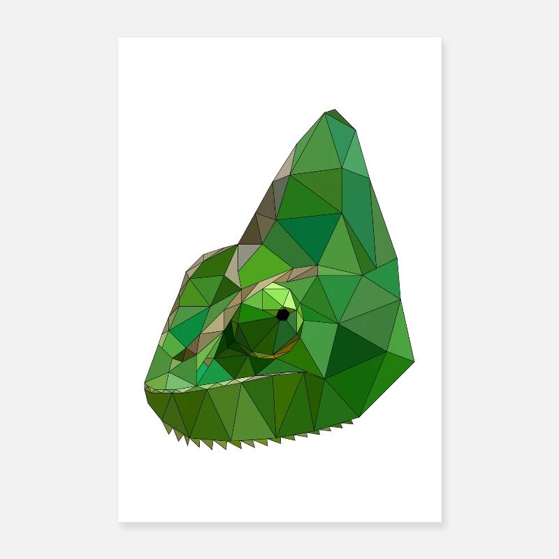 Low Poly Chameleon Geometric Art Poster 40x60 cm
