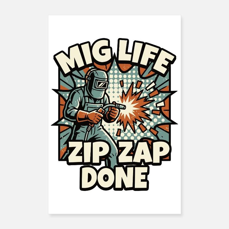 WELD MODE ZIP ZAP DONE Spruch Poster 40x60 cm