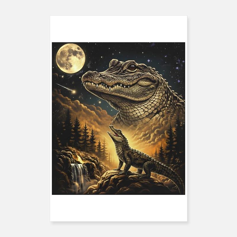 Forêt de crocodiles de lune Hurlement de lune Poster 40 x 60 cm