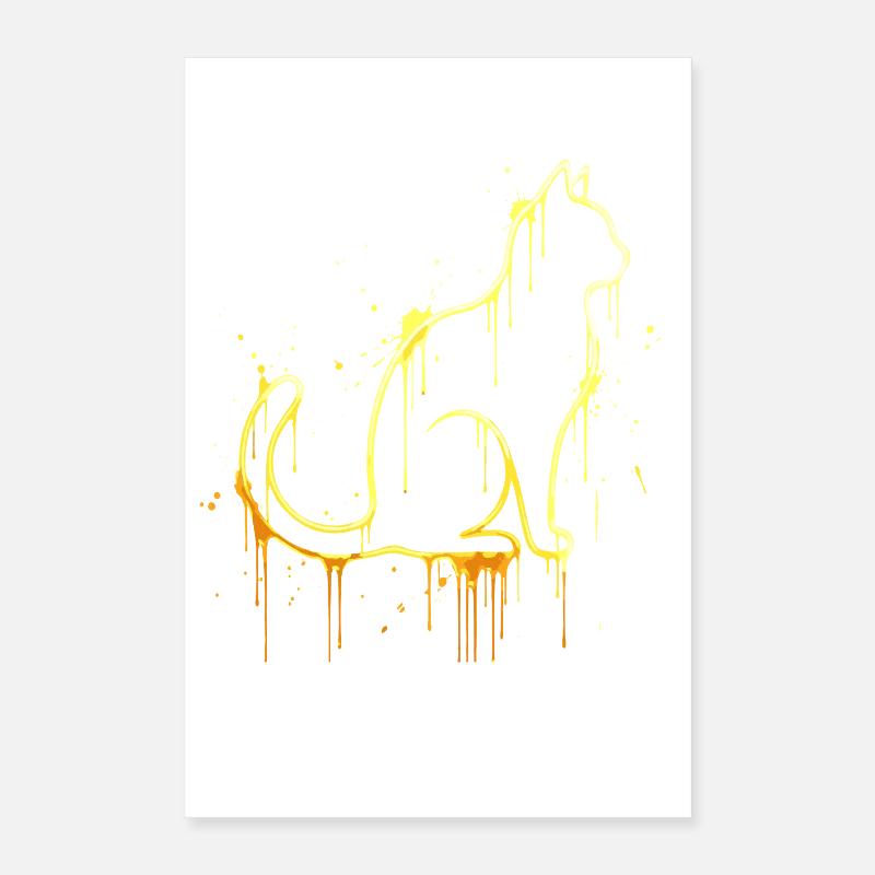 Look doré silhouette de chat – Élégant chat Poster 40 x 60 cm