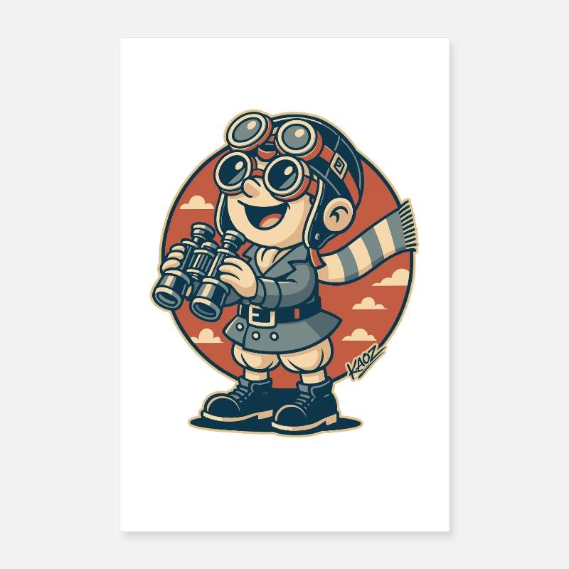 Aviator Scout avec jumelles Poster 40 x 60 cm