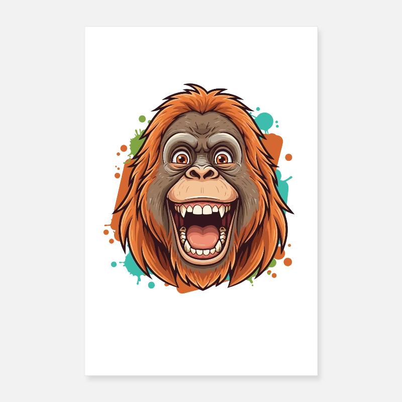 Lachender Orang-Utan Comic Poster 40x60 cm