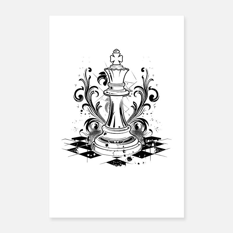 Graphiques de pièces d’échecs Poster 40 x 60 cm
