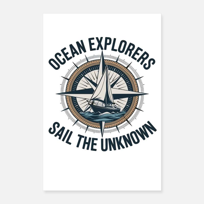 Ocean Explorers – Segeln Abenteuer Kompass Poster 40x60 cm