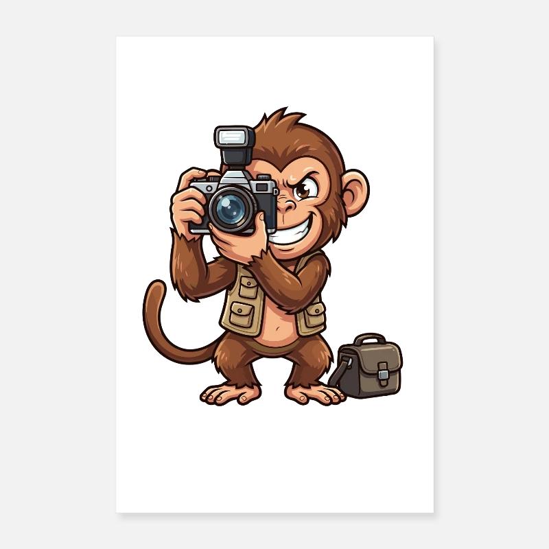 Adventure Monkey with Camera Poster 16" x 24" (40x60 cm)