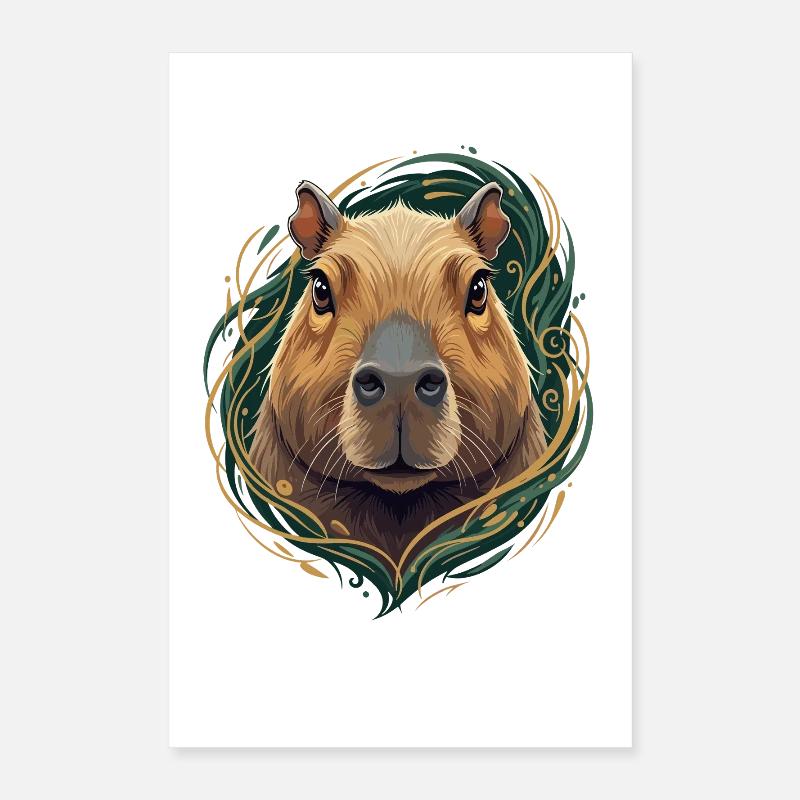 Capybara im Ornamentrahmen Poster 40x60 cm