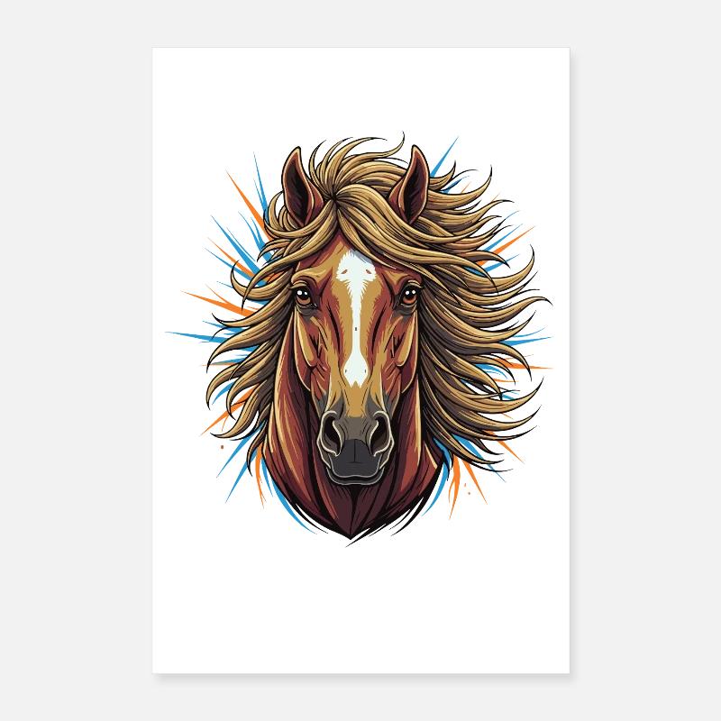 Pferdekopf Neon-Explosion Poster 40x60 cm