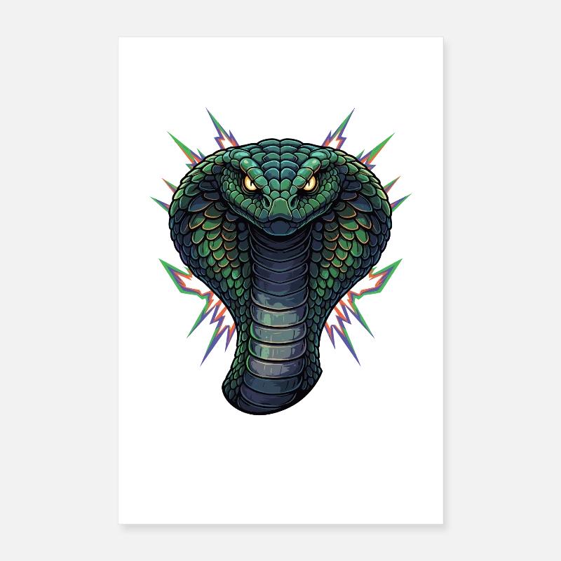 Tête de cobra avec des pointes néon Poster 40 x 60 cm