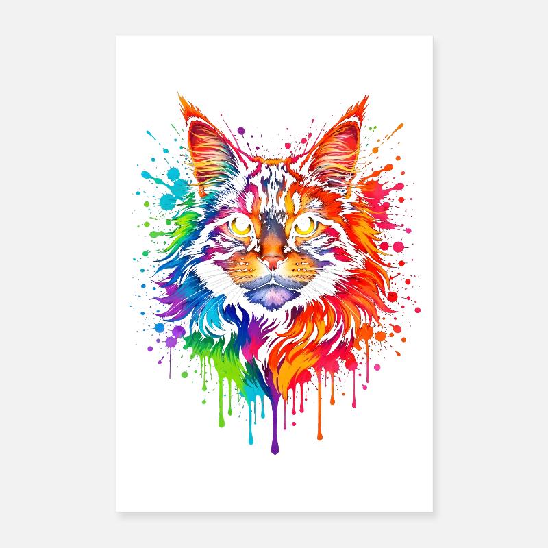 Néon du Maine Coon | Art du chat Pop Art Poster 40 x 60 cm