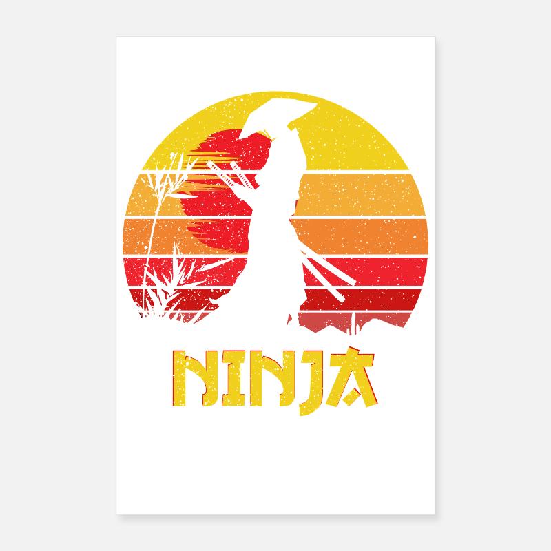 Sunset Ninja Silhouette Poster 40x60 cm