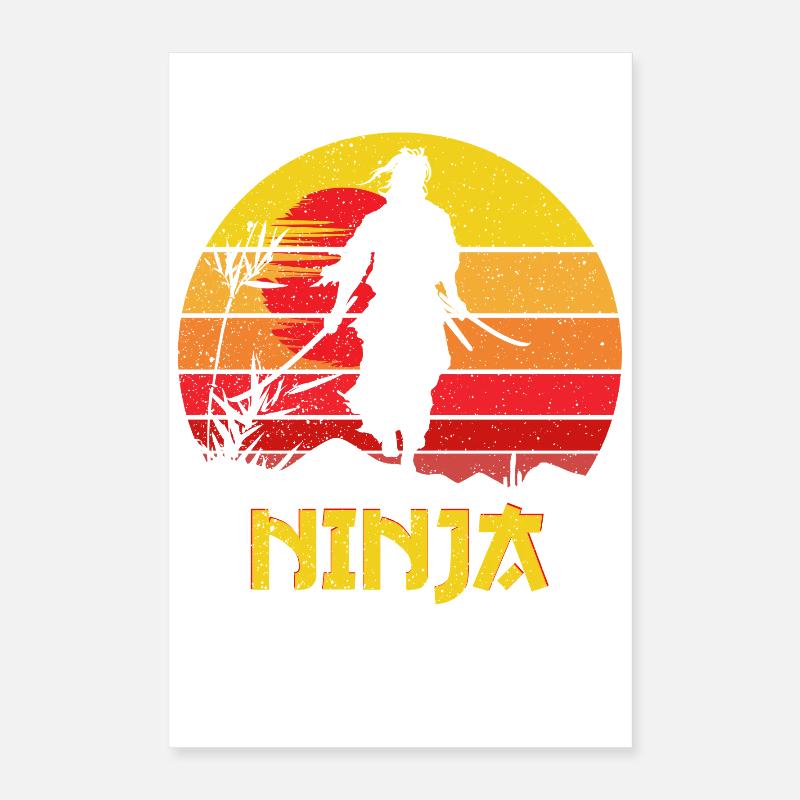 Ninja Guerrier de l’Ombre du Coucher de Soleil Poster 40 x 60 cm