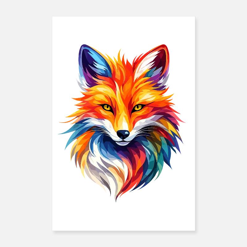 Colorful Fox Polygon Design – Moderne Fuchs Kunst Poster 40x60 cm