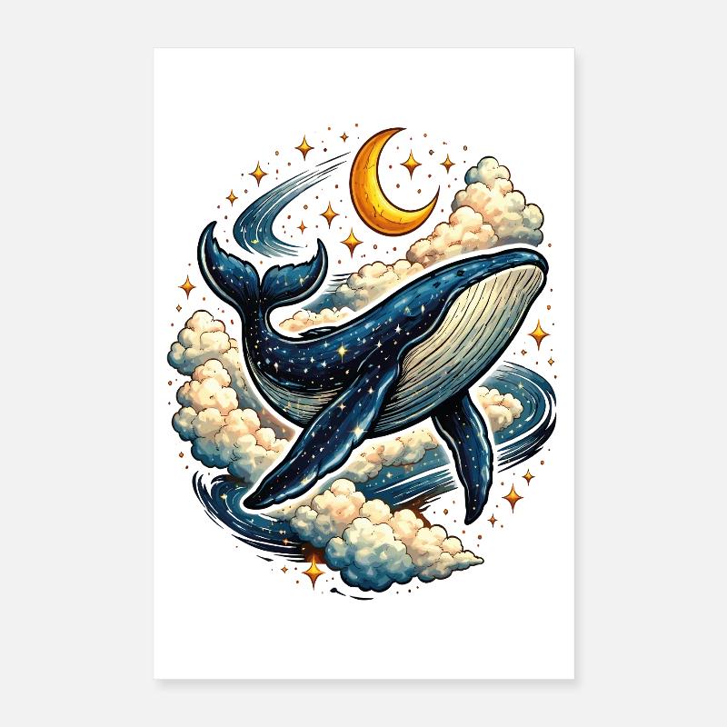 Celestial Whale in the Clouds Poster 16" x 24" (40x60 cm)