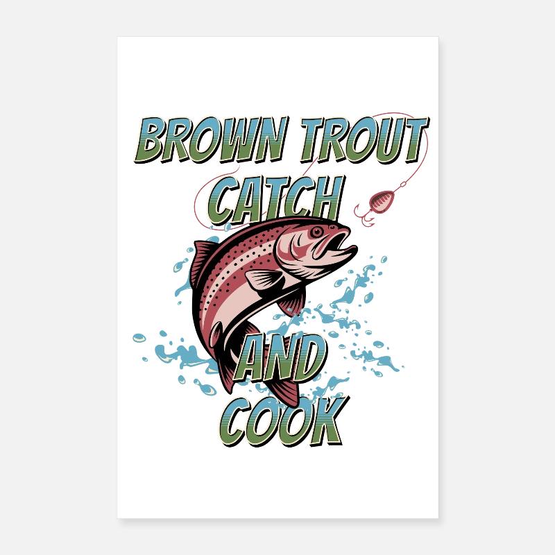 Pêche et cuisson de truite arc-en-ciel Poster 40 x 60 cm