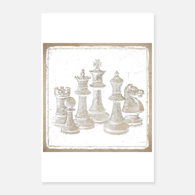 Conception vintage d’échecs pour les amateurs d’échecs classiques Poster 40 x 60 cm