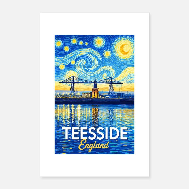 Teesside Neon Bridge England Poster 16" x 24" (40x60 cm)