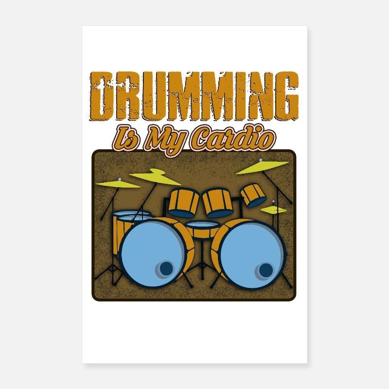 Drumming Is My Cardio Retro Drum Set Graphic Poster 40x60 cm