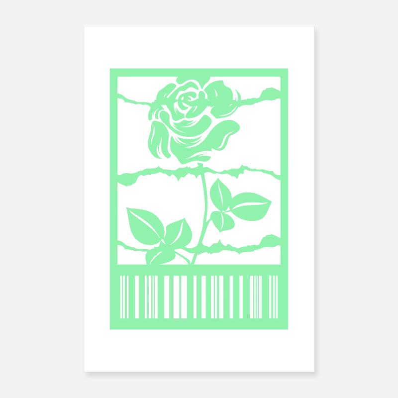 Gothic Rose Barbed Wire Barcode Urban Style Poster 16" x 24" (40x60 cm)