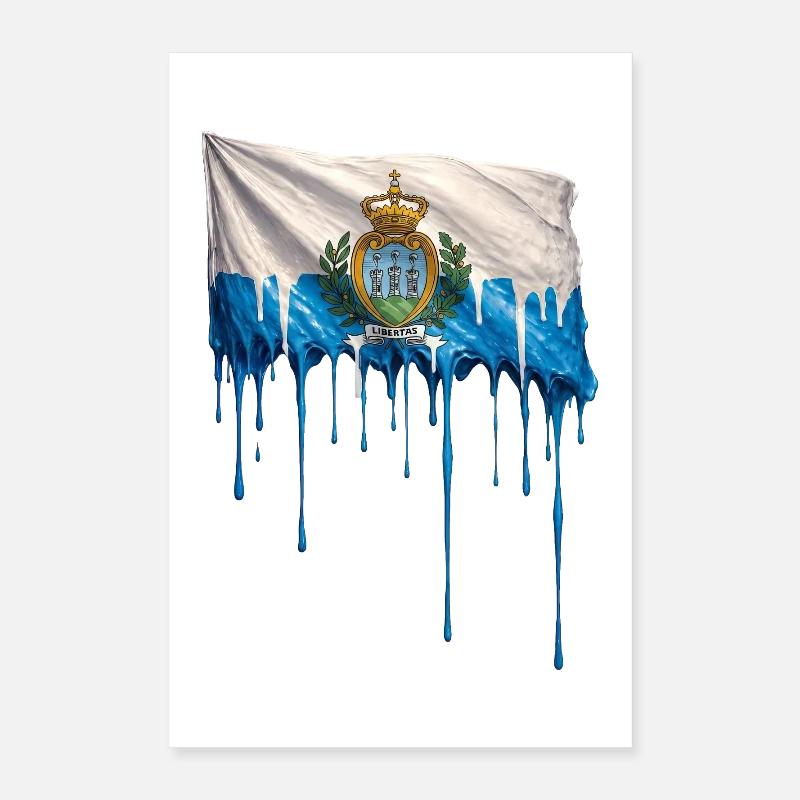 Art de la goutte du drapeau de Saint-Marin Poster 40 x 60 cm