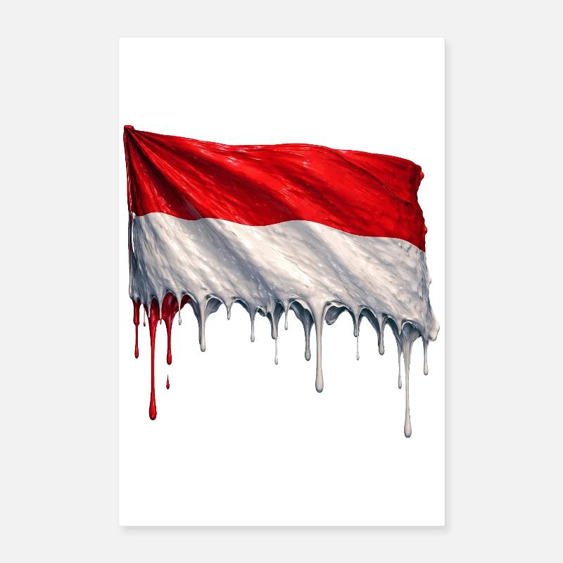 Art de la chute du drapeau indonésien Poster 40 x 60 cm