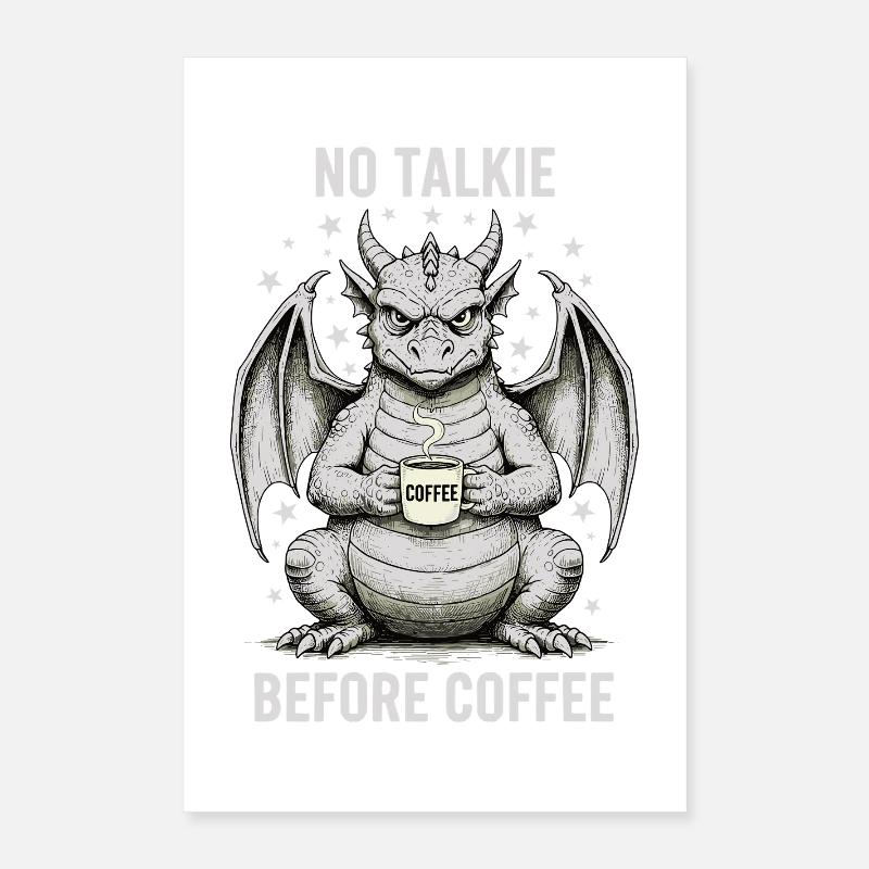 Pas de conversation avant Dragon Amoureux du Café Poster 40 x 60 cm