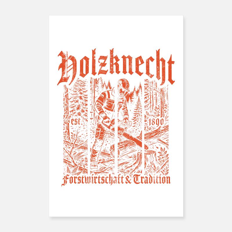 Forêt forestière bûcheron tronçonneuse Poster 40 x 60 cm