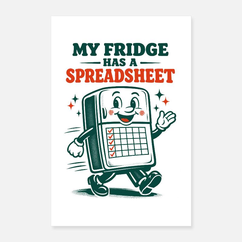 Refrigerator with table | Meal Prep Humor Poster 16" x 24" (40x60 cm)