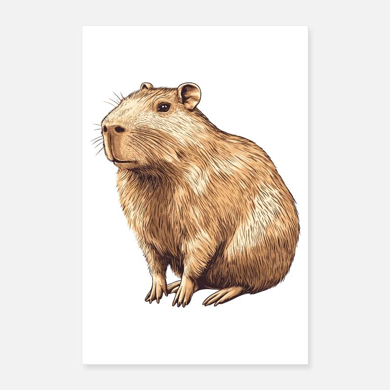 Portrait de capybara en brun chaud Poster 40 x 60 cm