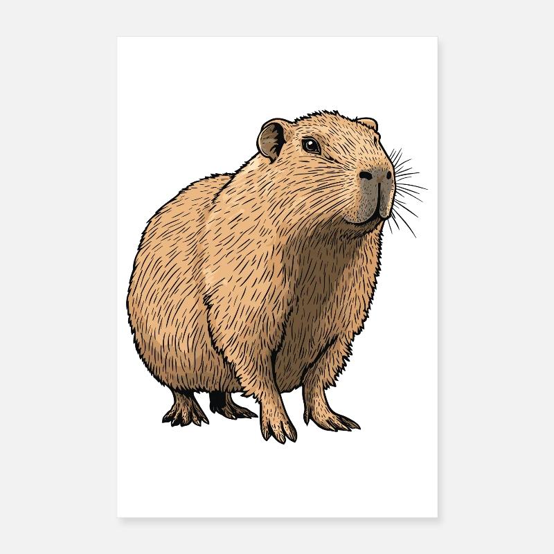 Illustration des tons de la nature sur le capybara Poster 40 x 60 cm