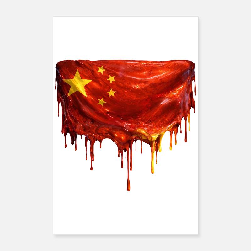 Art du drapeau chinois dégoulinant Poster 40 x 60 cm