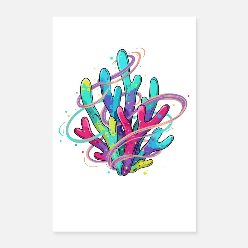Tourbillon de corail néon Poster 40 x 60 cm