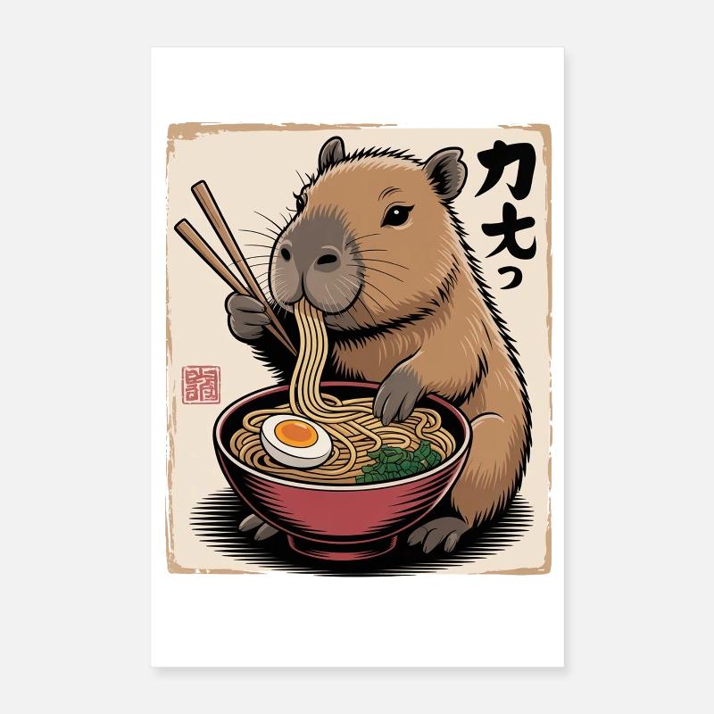 Capybara Ramen Feast Poster 16" x 24" (40x60 cm)