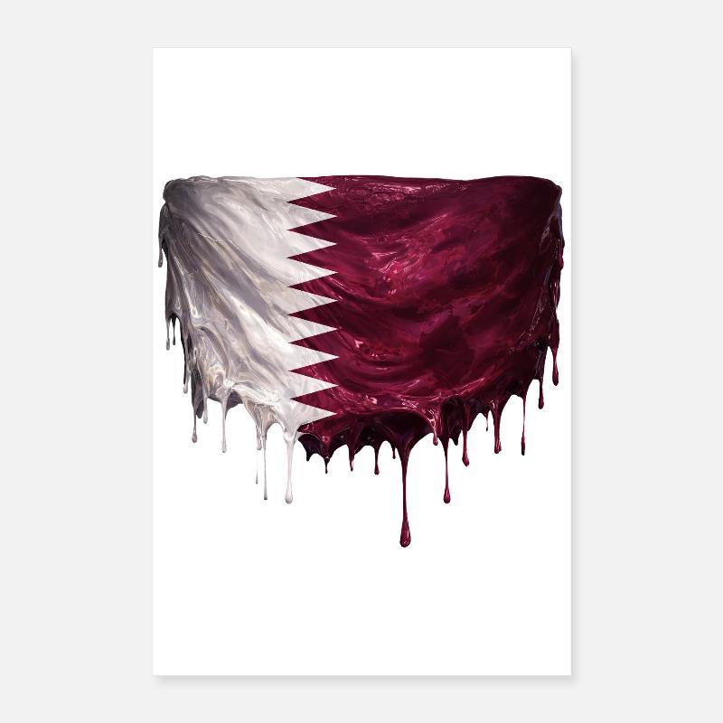 Drapeau du Qatar dans un graffiti tombé Poster 40 x 60 cm