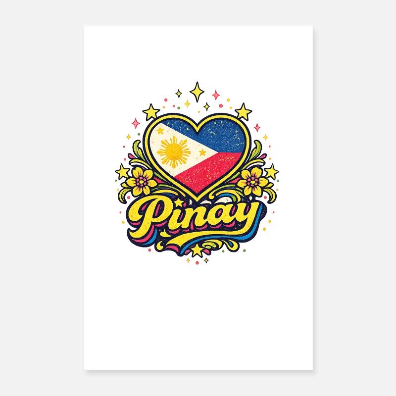 Fierté florale du drapeau Pinoy Heart Poster 40 x 60 cm