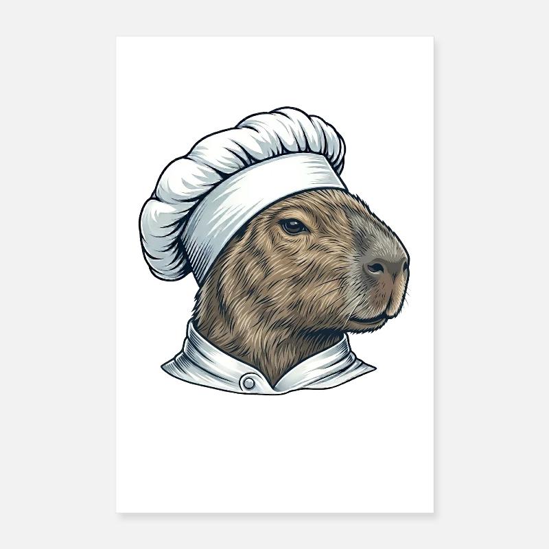 Capybara Chef Cartoon Motif Poster 16" x 24" (40x60 cm)
