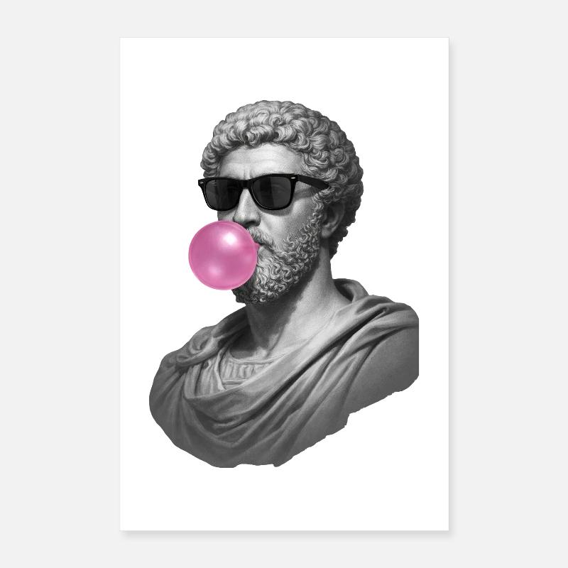 Marcus Aurelius with chewing gum and sunglasses Poster 16" x 24" (40x60 cm)
