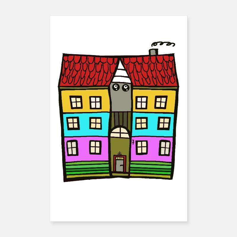 Colorful multi-house illustration Poster 16" x 24" (40x60 cm)