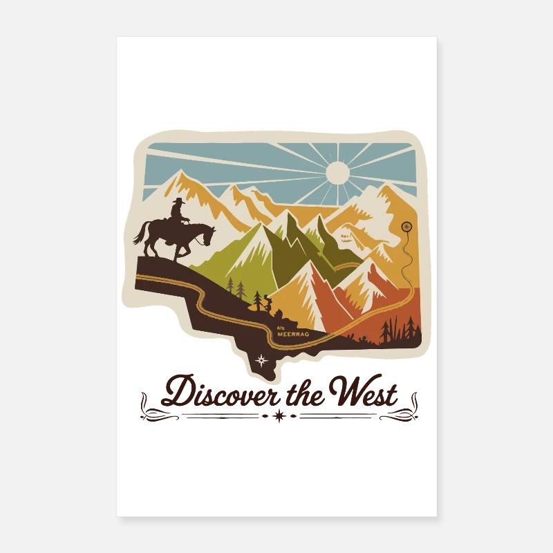 Entdecken Sie den West Mountain Sticker Poster 40x60 cm