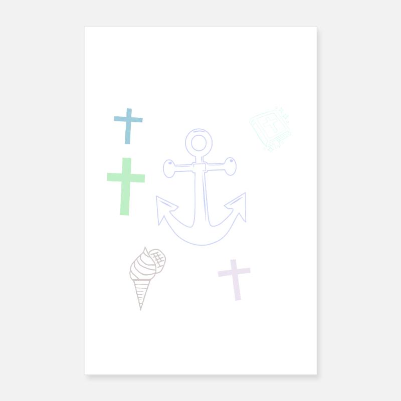  Anker Kreuz Eis maritim Poster 40 x 60 cm