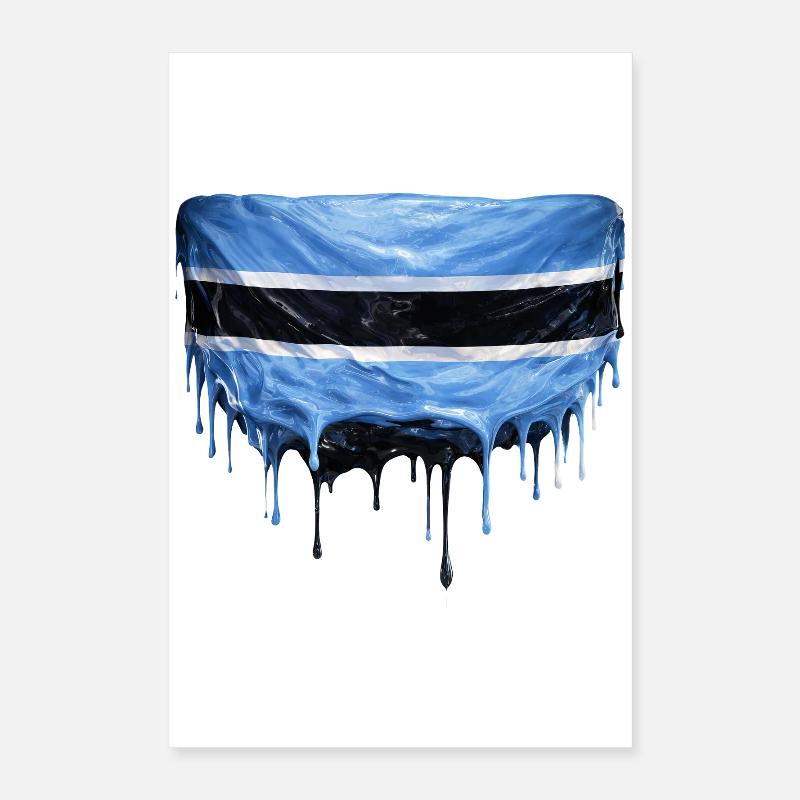 Botswana Flag Drop Art Poster 16" x 24" (40x60 cm)