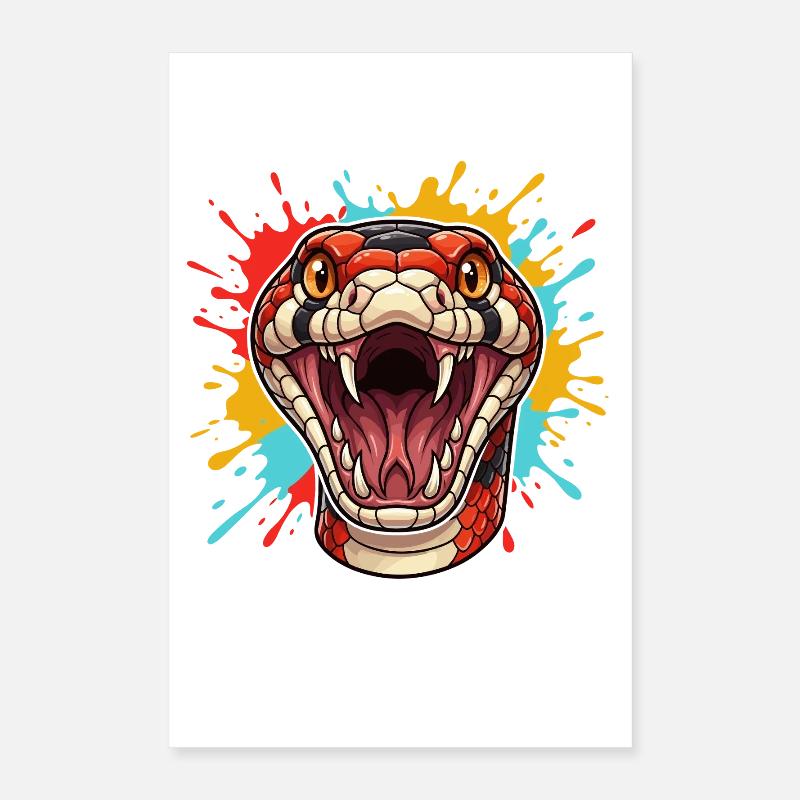 Tête de serpent en choc de couleur Poster 40 x 60 cm