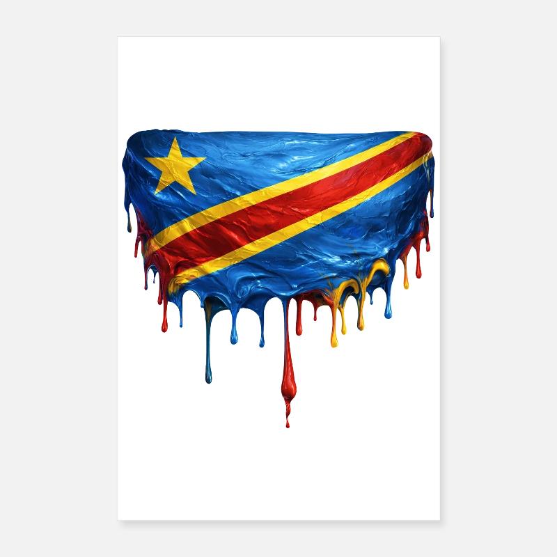 Drapeau du Congo dans l’art en goutte Poster 40 x 60 cm