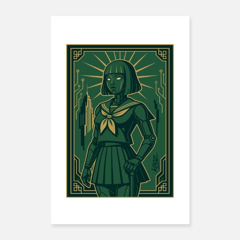 Cyber Deco Android Green Sentinel Poster 40x60 cm