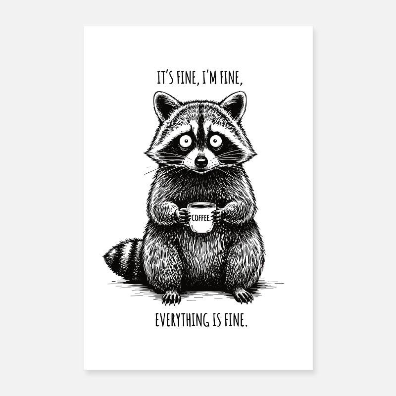 C’est bien dans l’humour de raton laveur au café Poster 40 x 60 cm