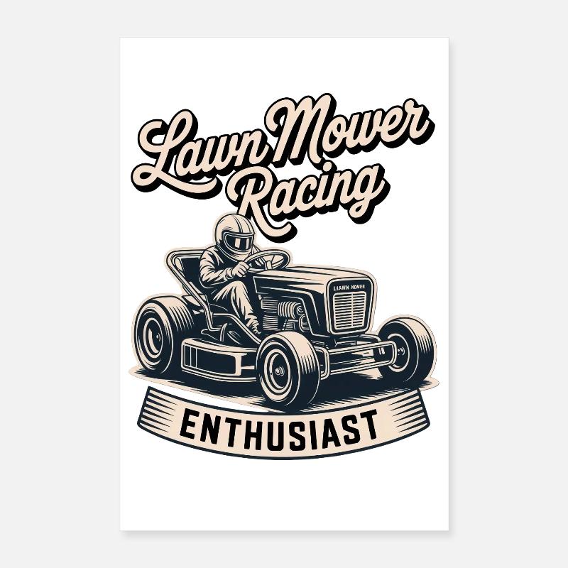Course de tracteurs à pelouse Course de tondeuses à gazon Poster 40 x 60 cm