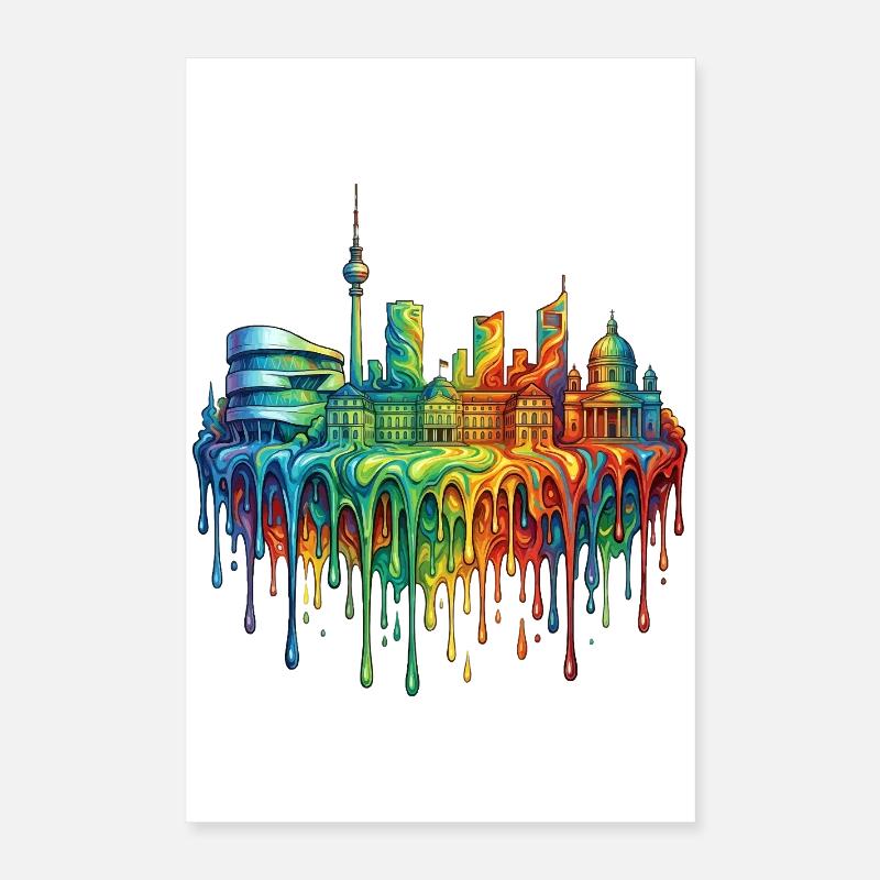 Stuttgart with colourful gradient Poster 16" x 24" (40x60 cm)
